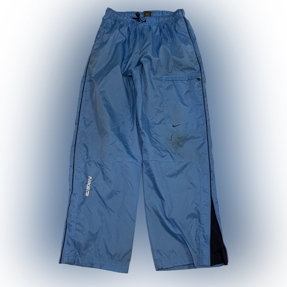 Vintage Y2K NIKE Track Pants Baggy North Carolina Blue Medium Ankle Zip N90 - Picture 1 of 12